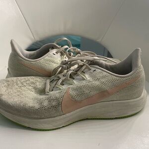 Green Nike zoom running shoes